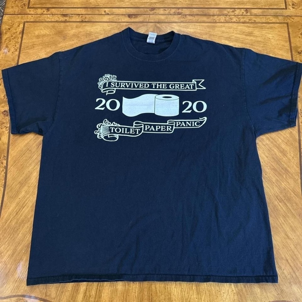 2020 I Survived the Great Toilet Paper Panic T-Shirt Black Men's 2XL